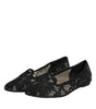 Dolce & Gabbana Black Taormina Lace Slip On Flats Shoes