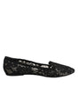 Dolce & Gabbana Black Taormina Lace Slip On Flats Shoes