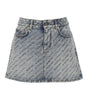 Balenciaga Logo Print Denim Skirt
