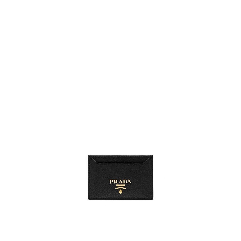 Porte-cartes en cuir avec logo Prada
