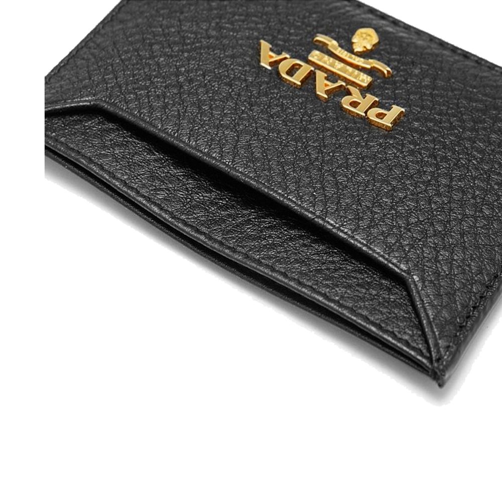 Porte-cartes en cuir avec logo Prada