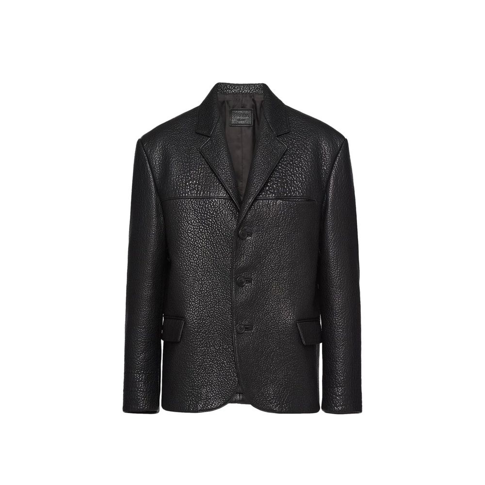 Veste en cuir à boutonnage simple Prada