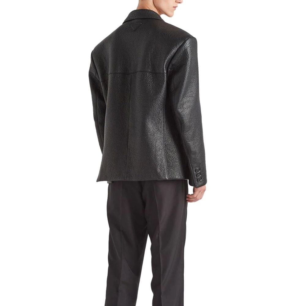 Veste en cuir à boutonnage simple Prada