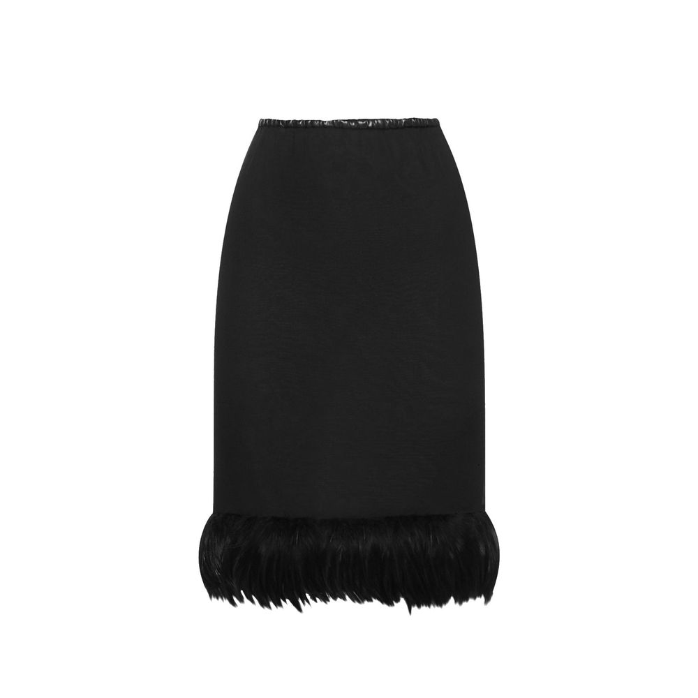 Jupe en soie à bordures de plumes Saint Laurent