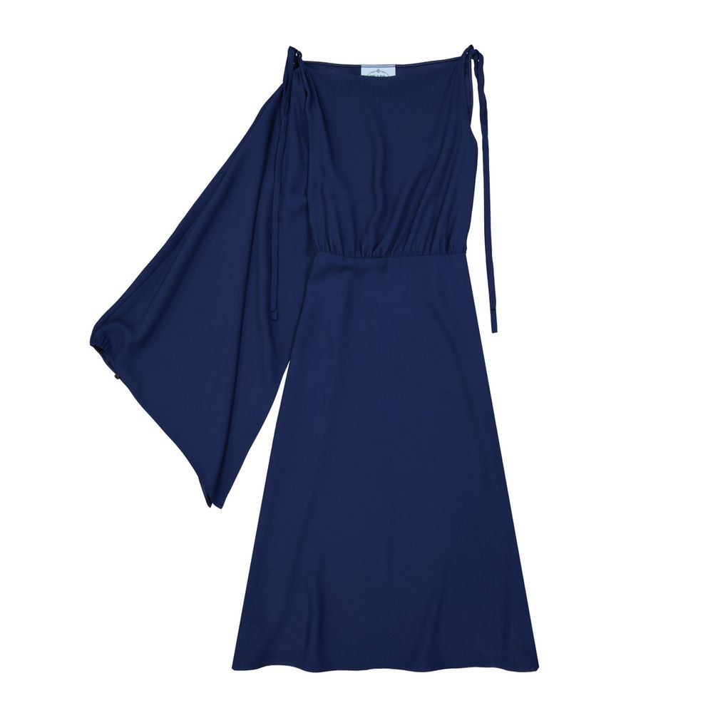 Robe midi évasée à une manche Prada
