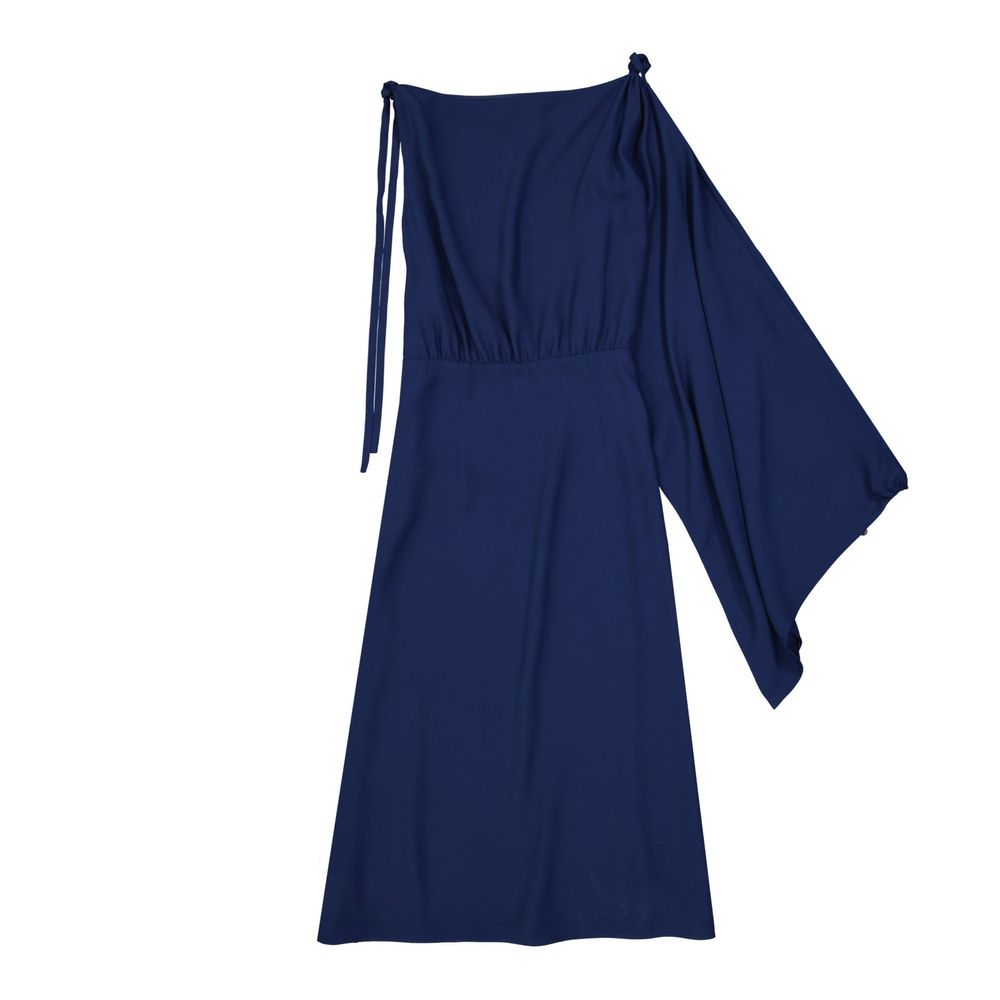 Robe midi évasée à une manche Prada