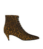 Saint Laurent Kiki Lace-Up Leopard-Print Ankle Boots