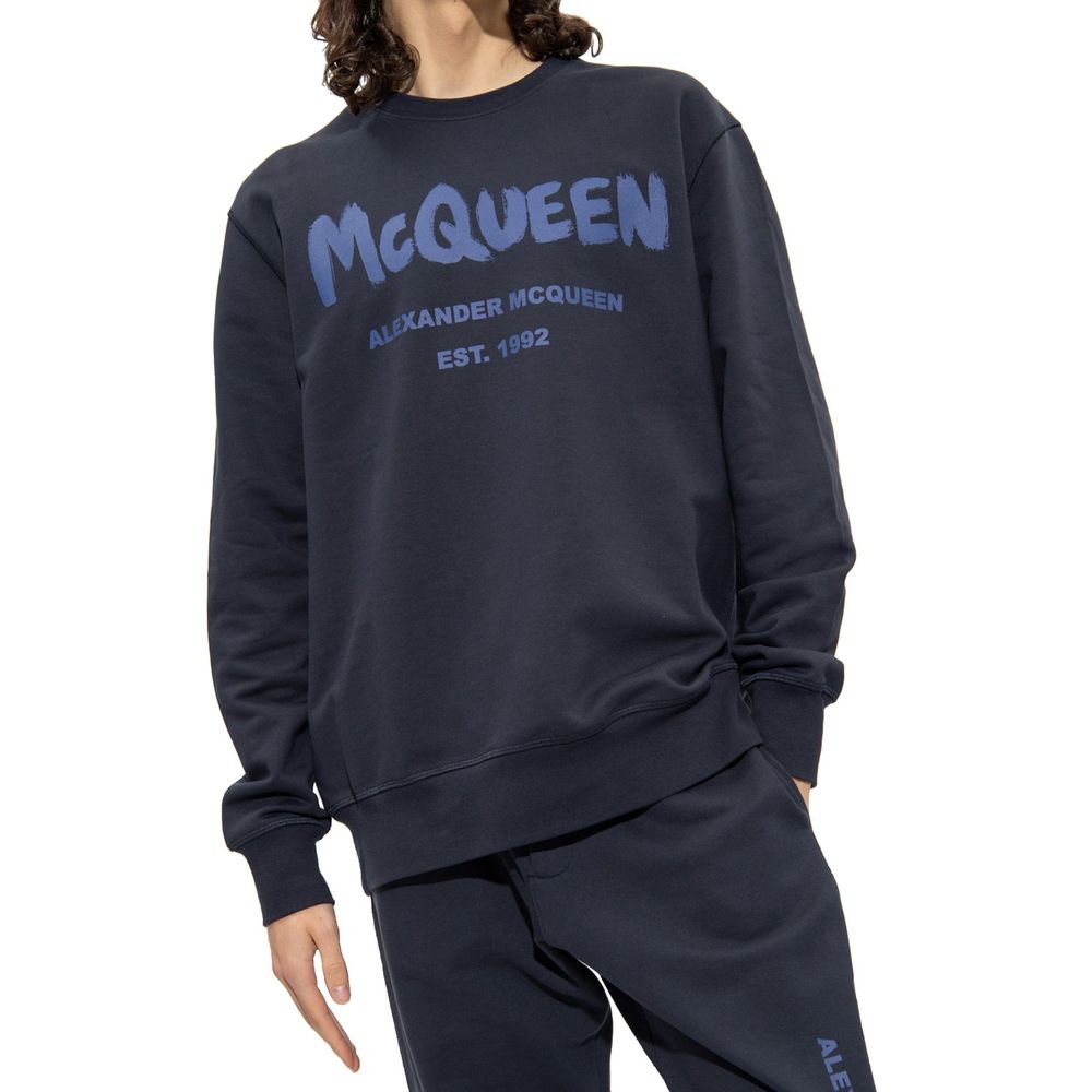 Sweat-shirt en coton avec logo Alexander McQueen