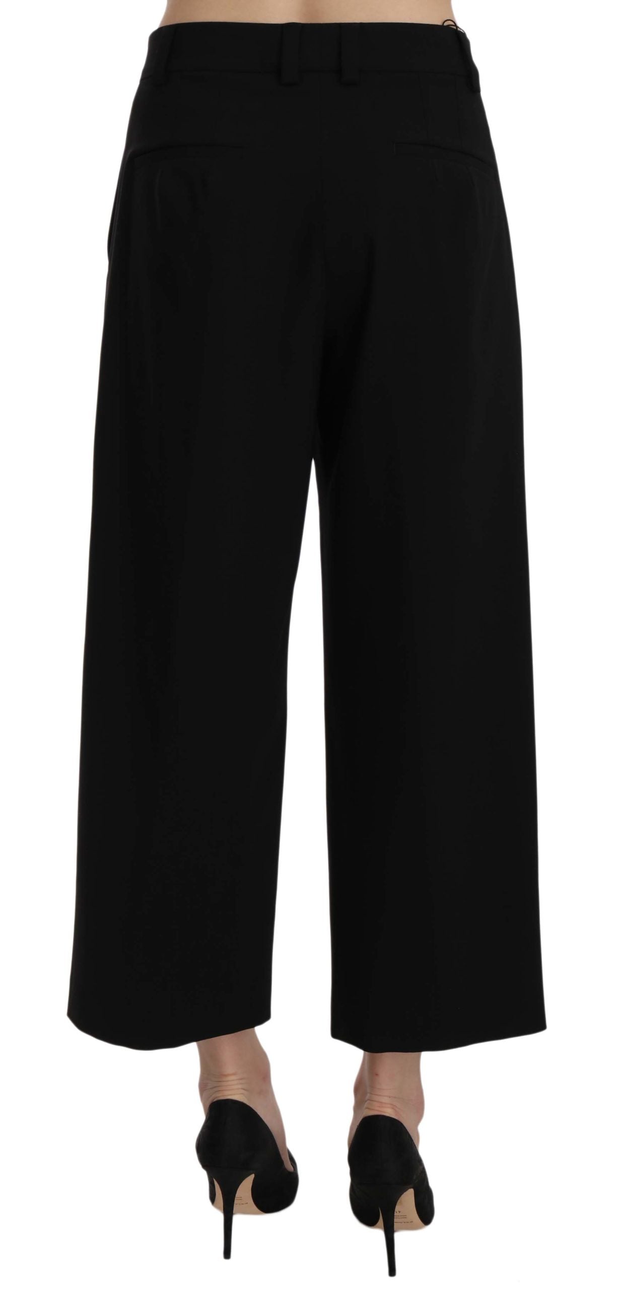 Pantalon élégant en coton noir Dolce &amp; Gabbana