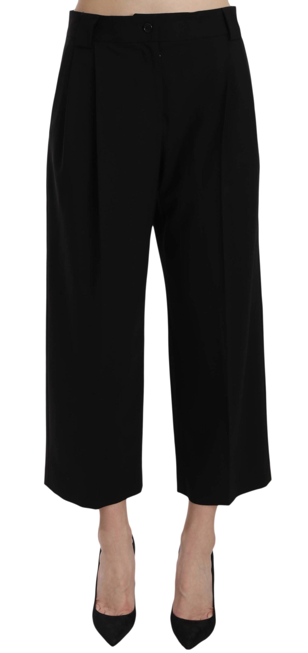 Pantalon élégant en coton noir Dolce &amp; Gabbana