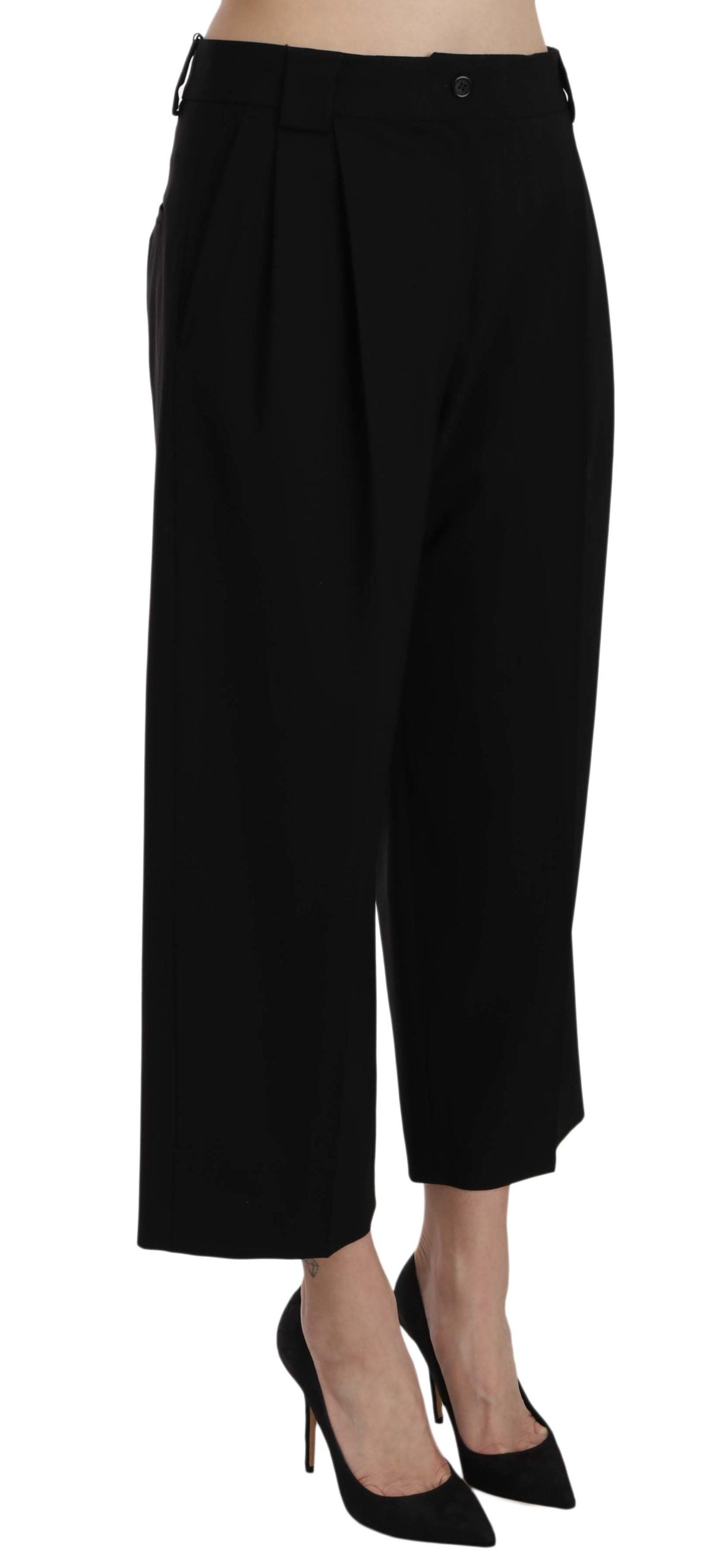 Pantalon élégant en coton noir Dolce &amp; Gabbana