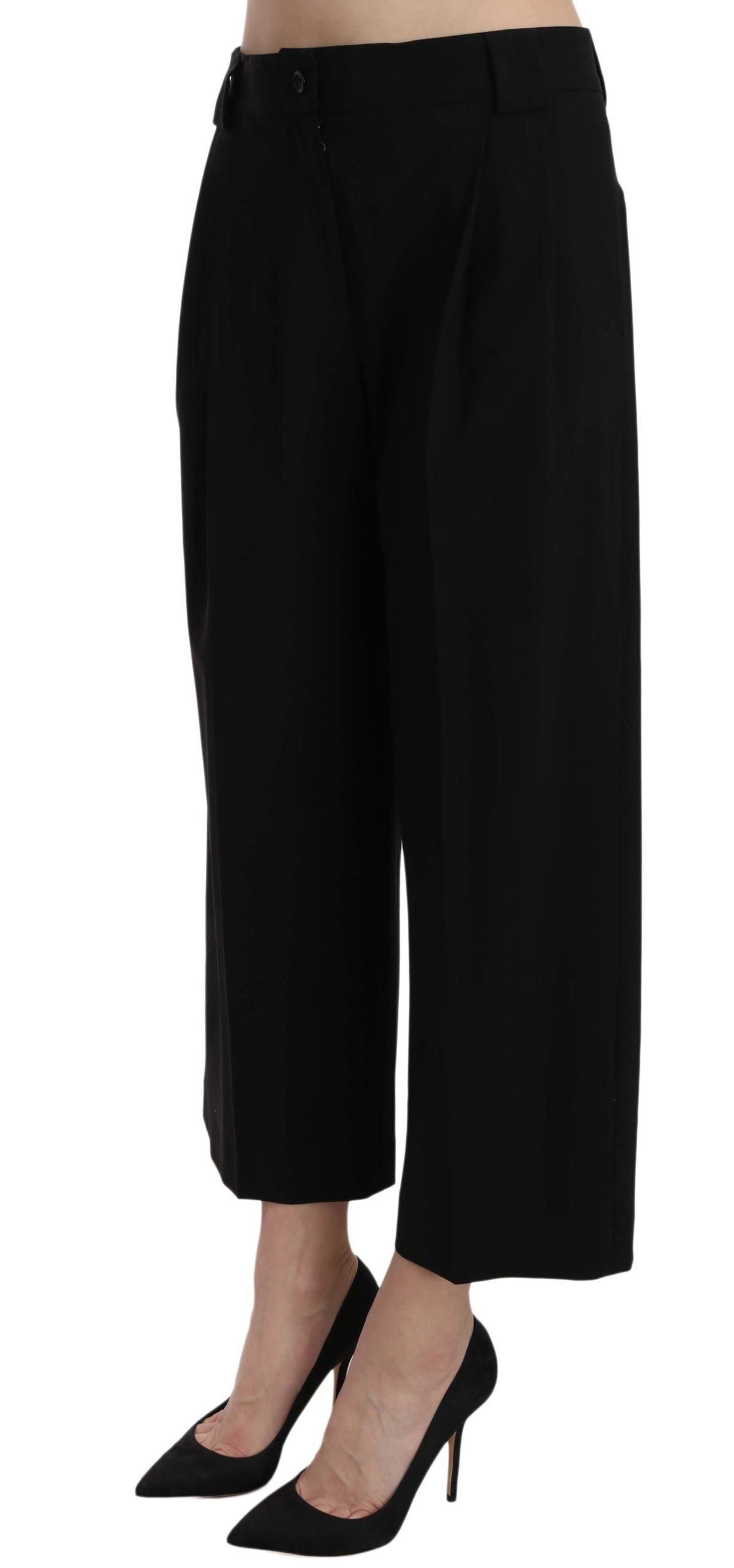 Pantalon élégant en coton noir Dolce &amp; Gabbana