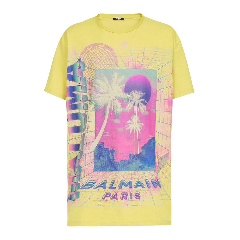 T-shirt en coton jaune Balmain