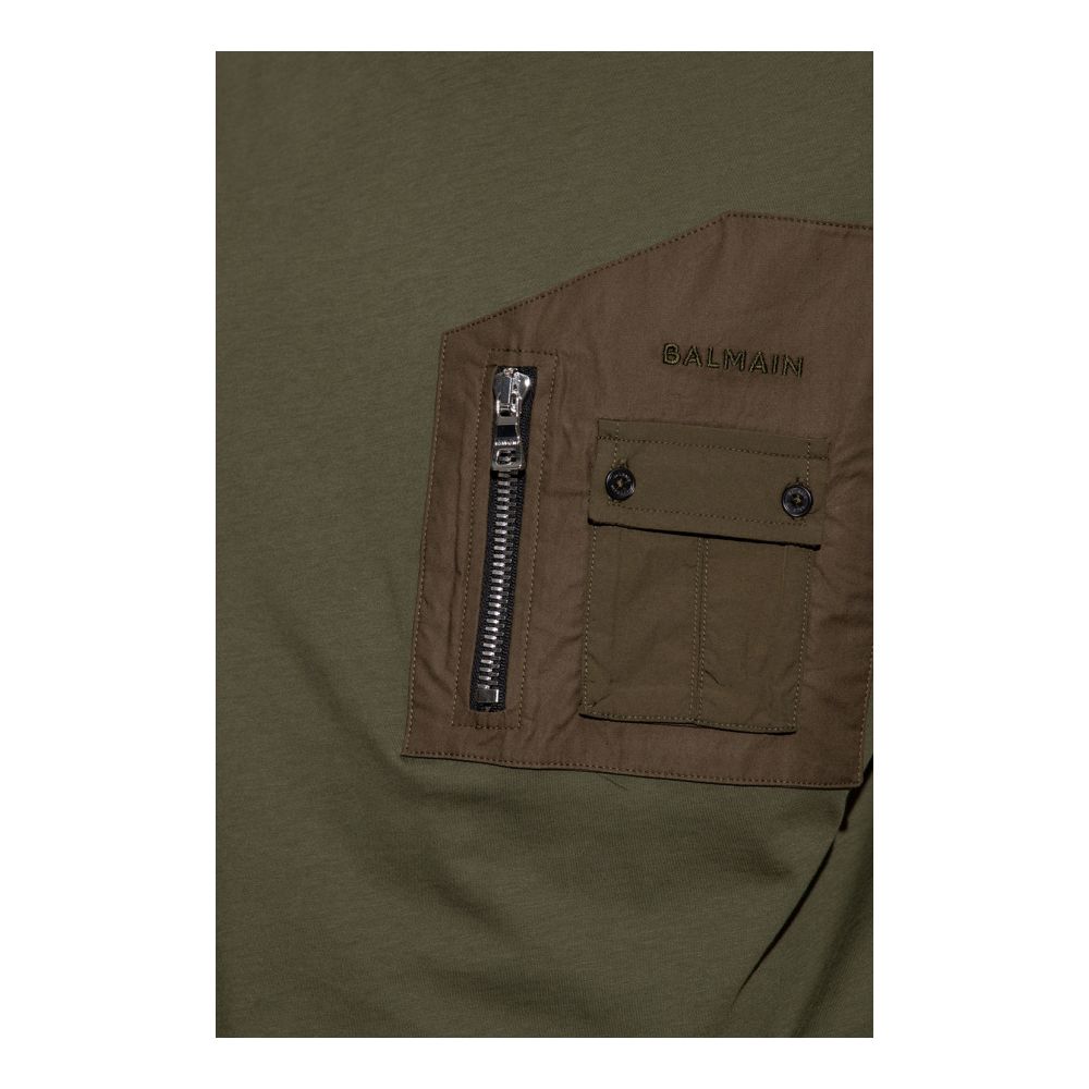 T-shirt en coton vert Balmain