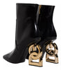 Dolce & Gabbana Black Jackie Leather Mid Calf Boots Shoes