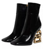 Dolce & Gabbana Black Jackie Leather Mid Calf Boots Shoes