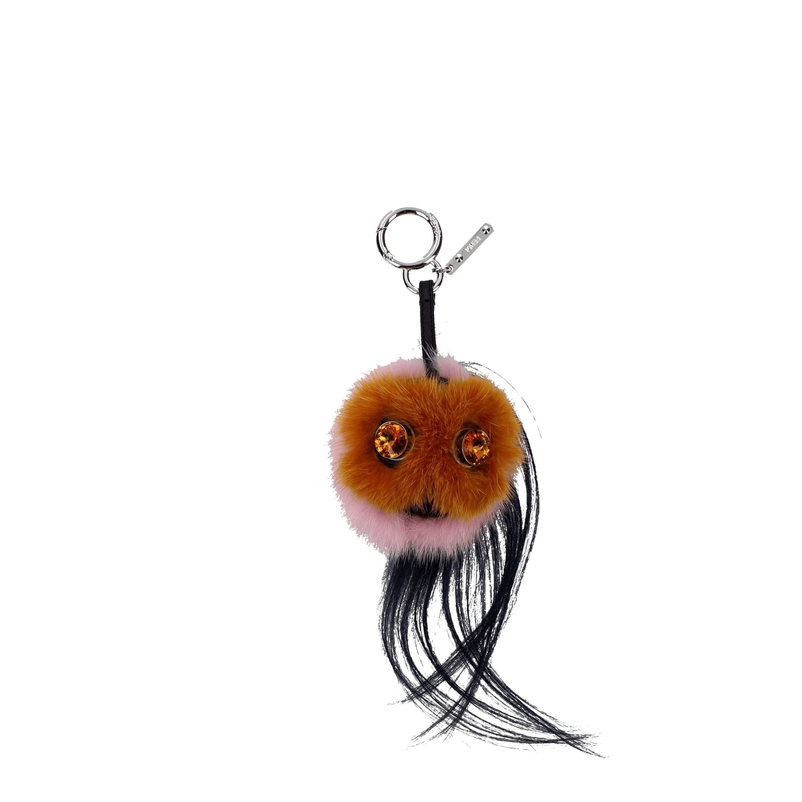 Porte-clés en fourrure marron Fendi