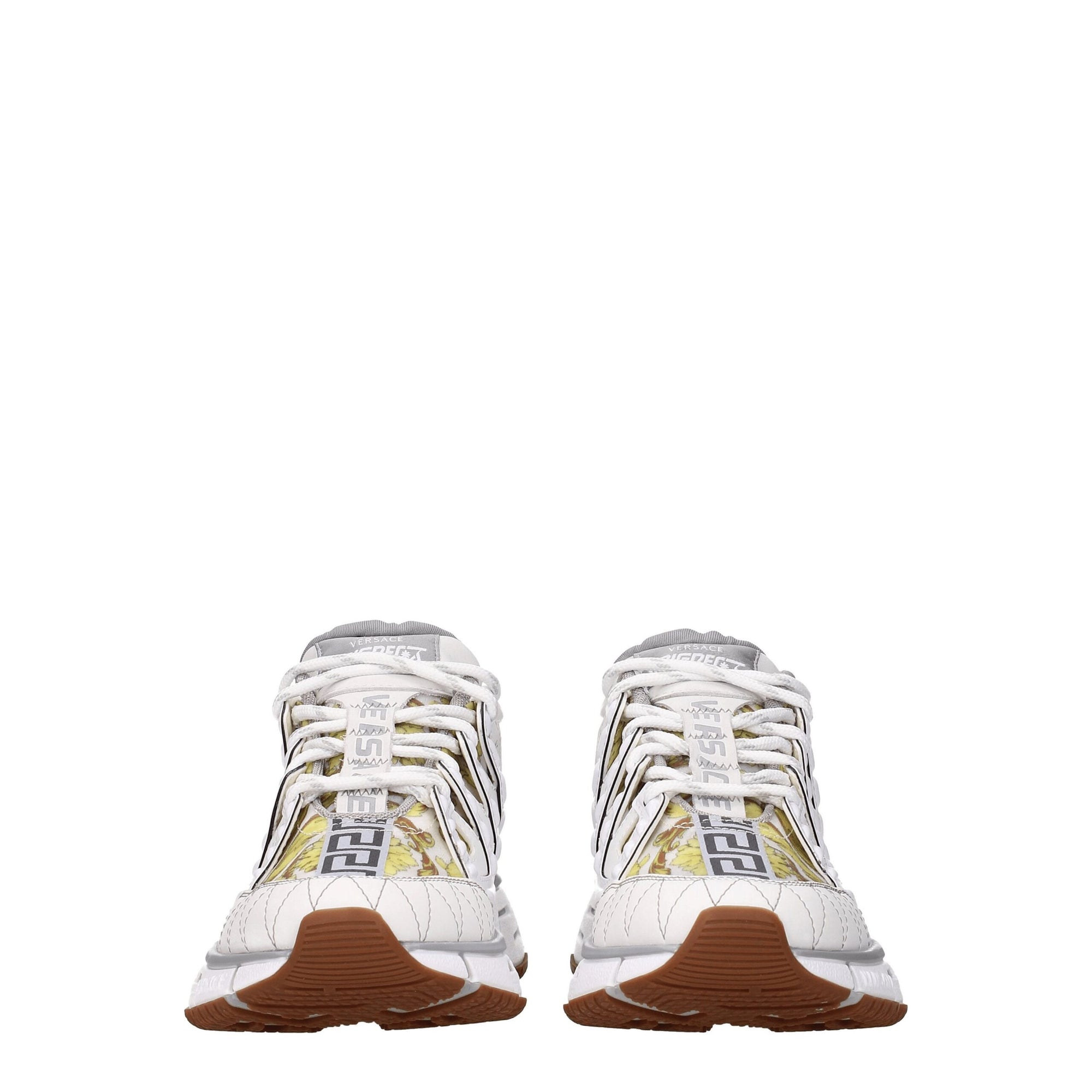 Baskets de sport en cuir blanc Versace