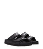 Palm Angels Black Leather Slippers Sandals