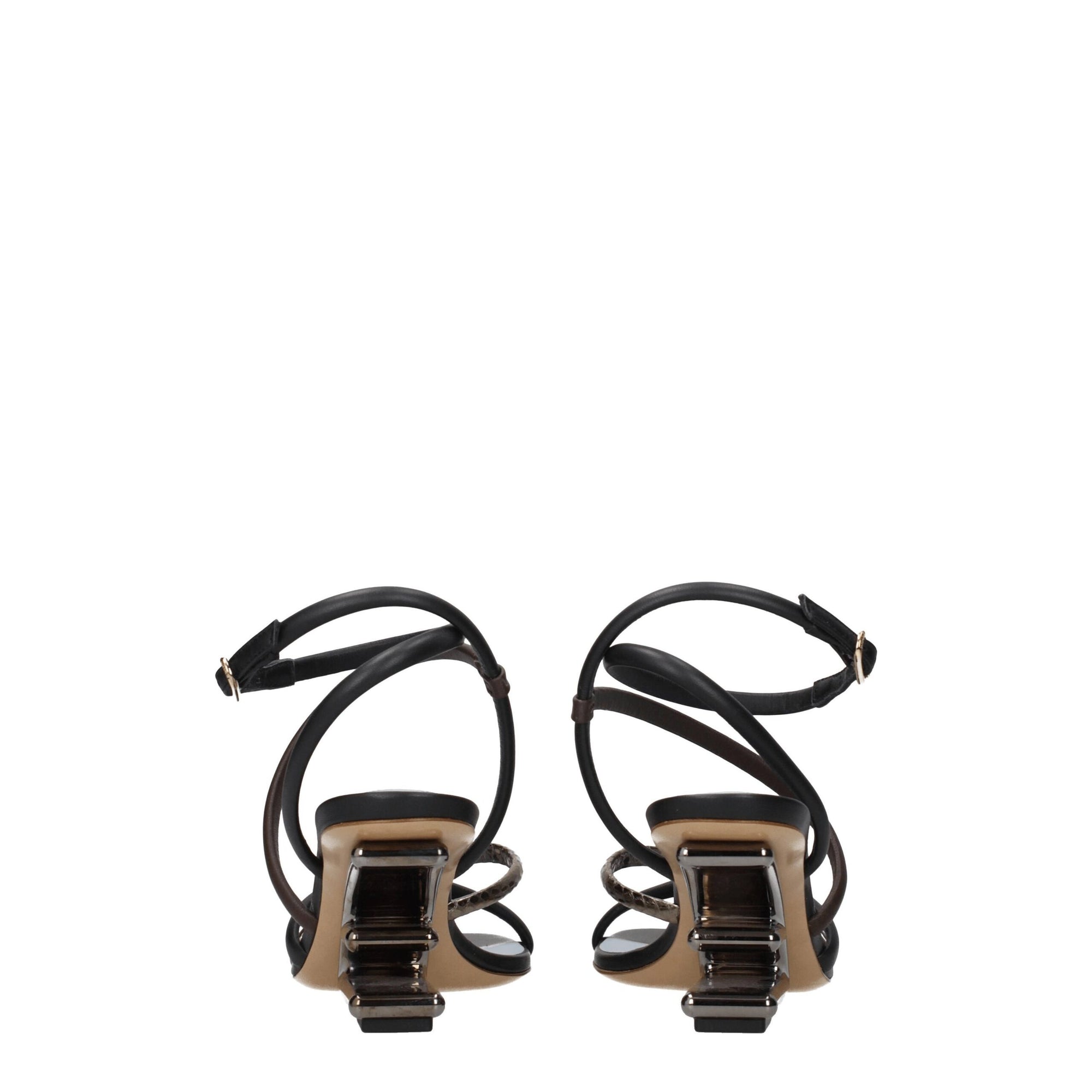 Sandales plates en cuir multicolore Fendi