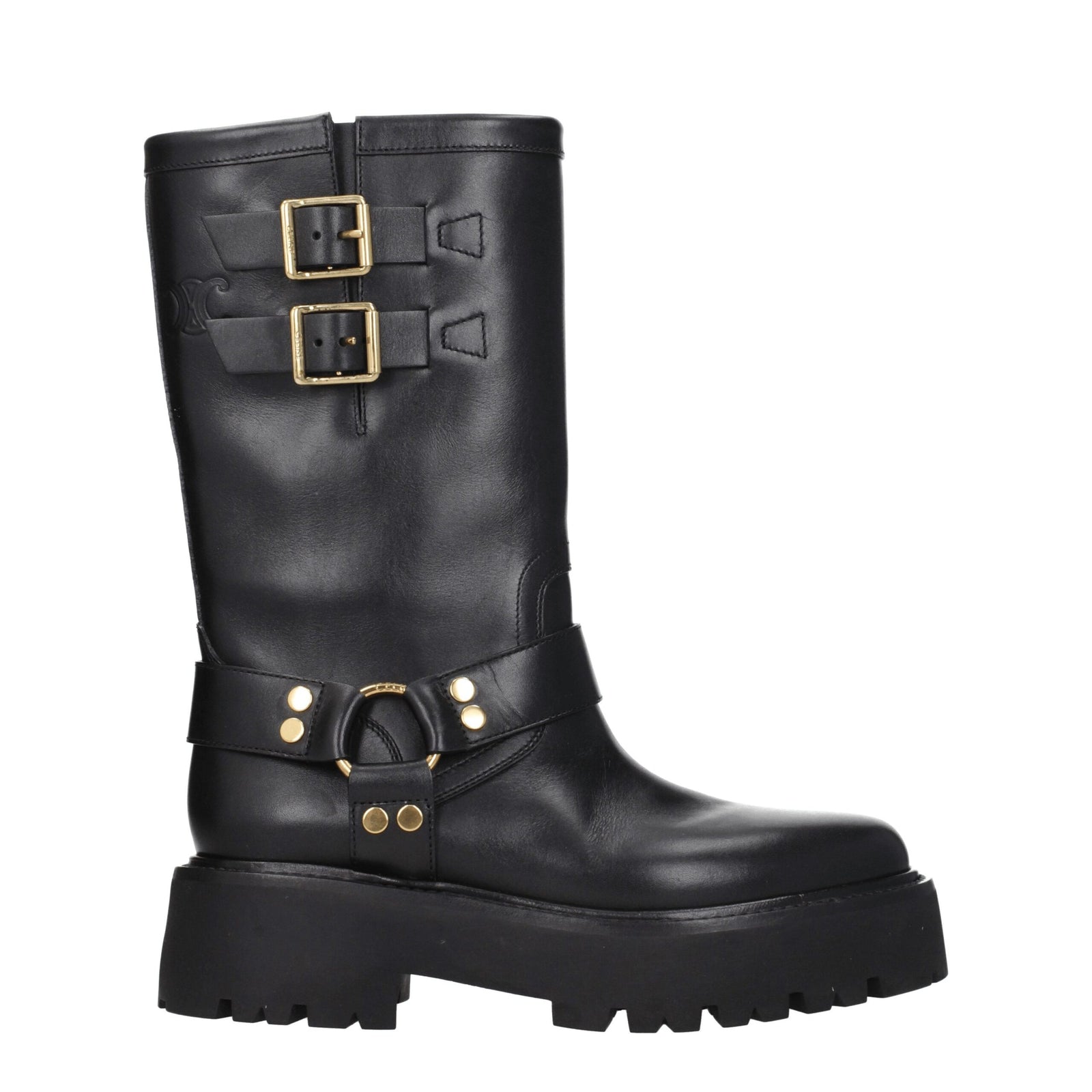 Celine Gold Leather Ankle Boots