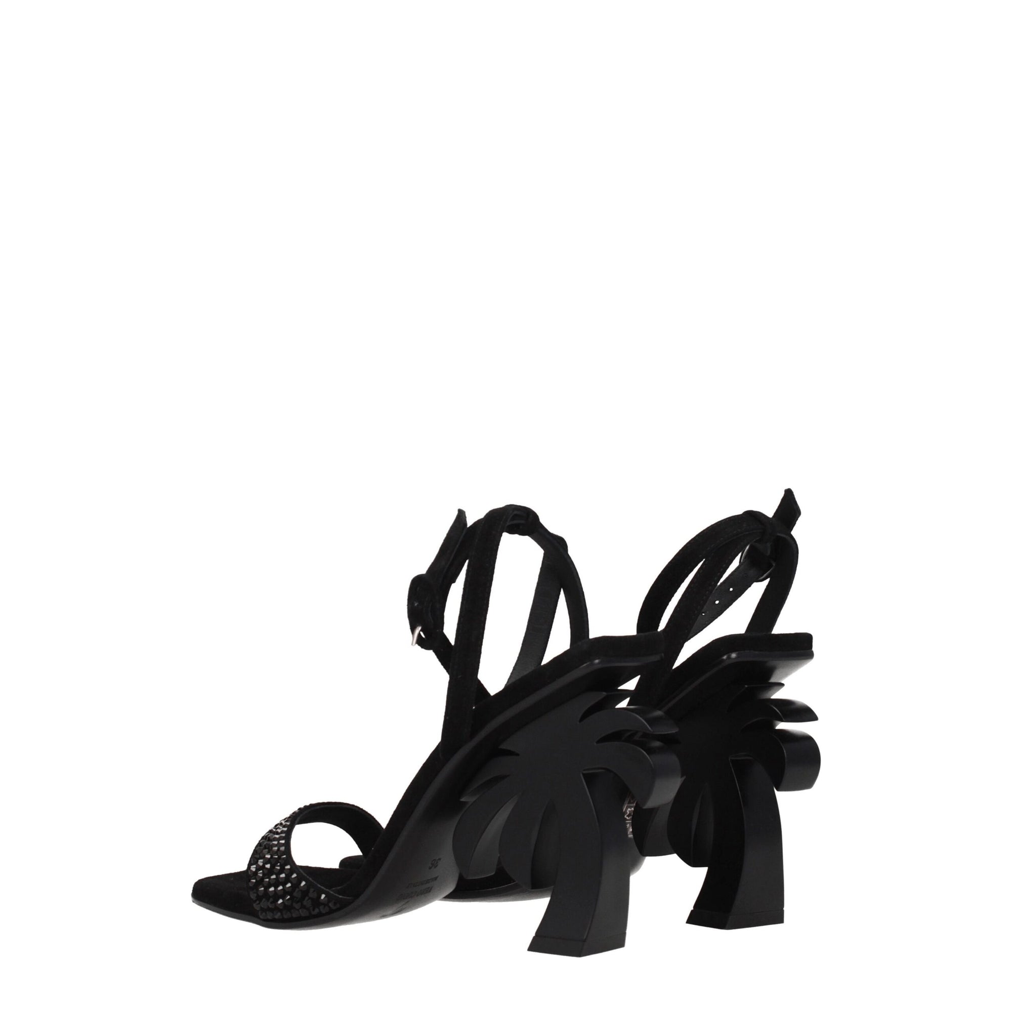 Palm Angels Black Leather Strap-Ons Sandals