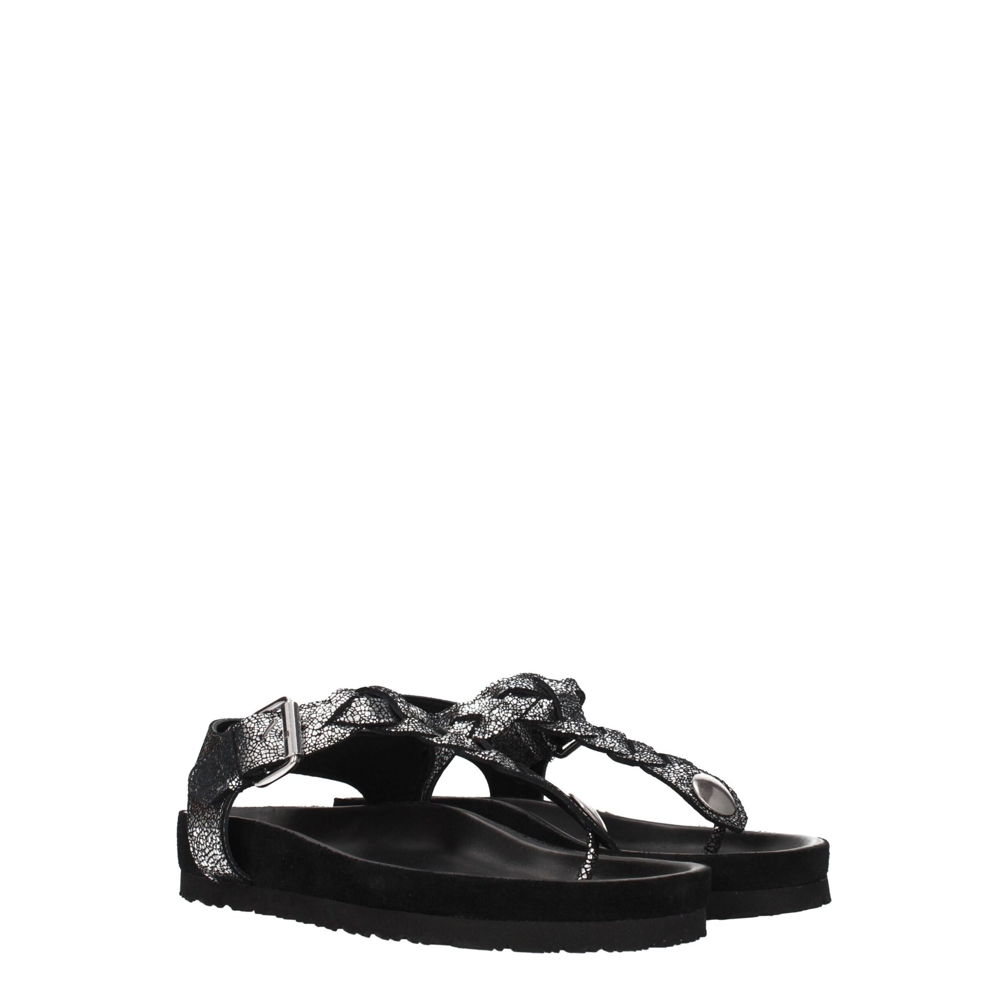 Sandales tongs en cuir noir Isabel Marant