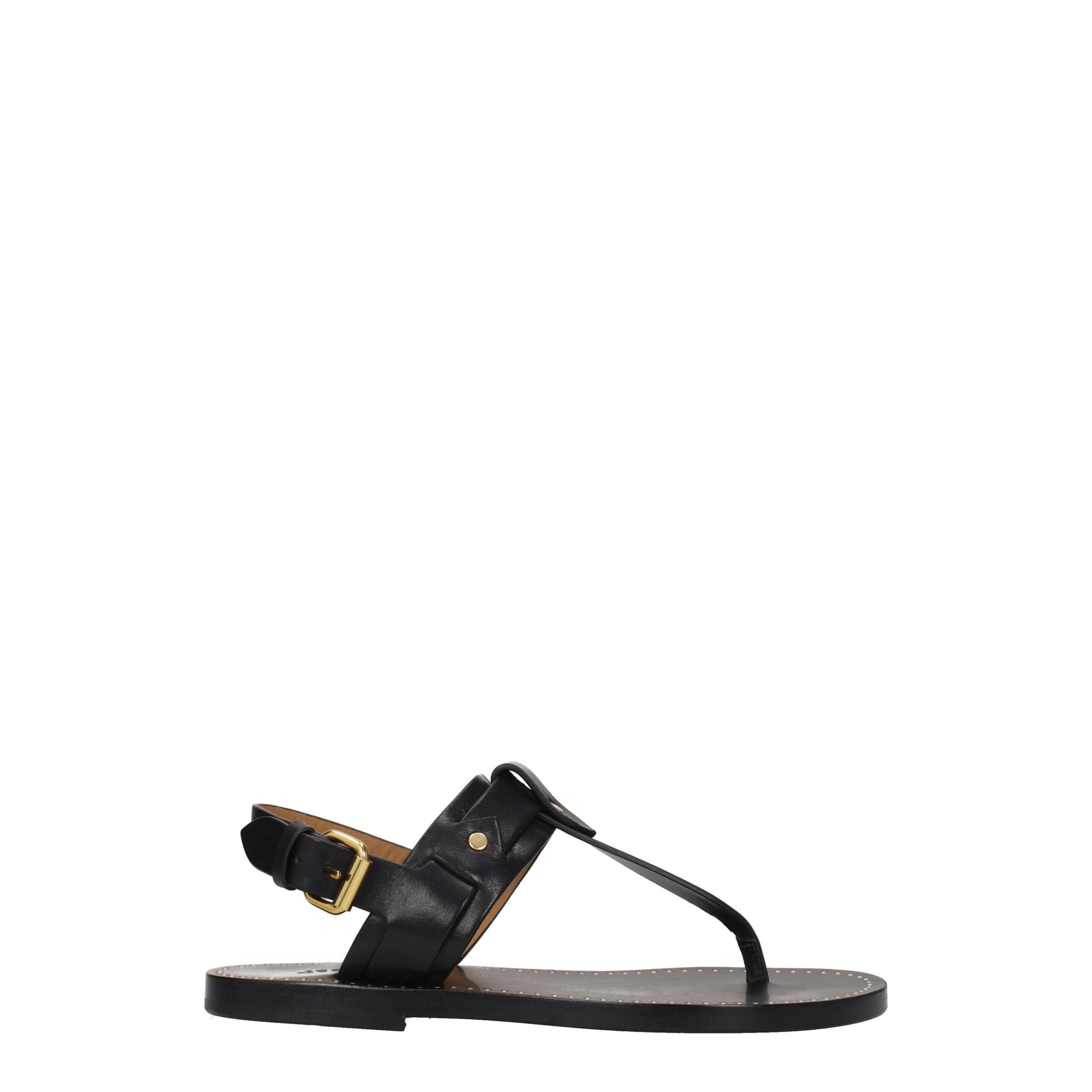 Sandales tongs en cuir noir Isabel Marant
