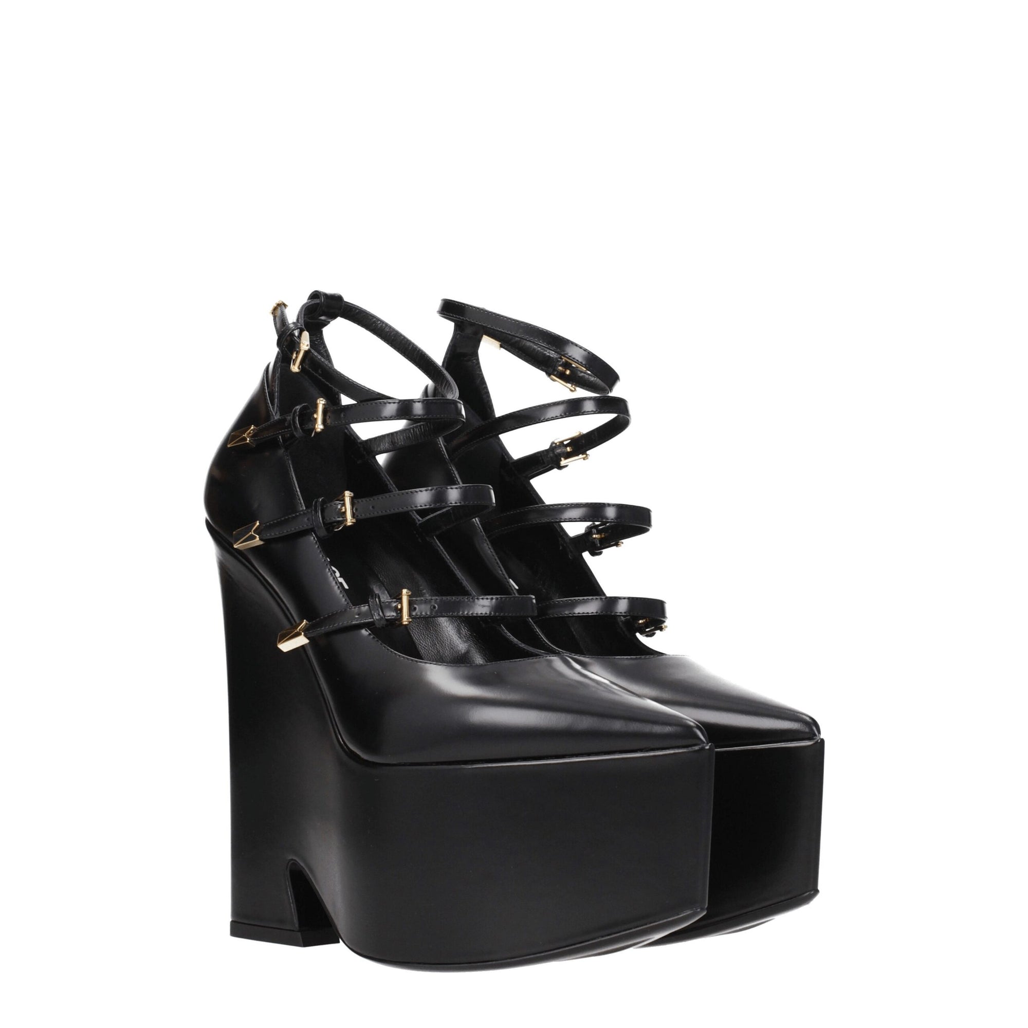 Broche en cuir noir Versace