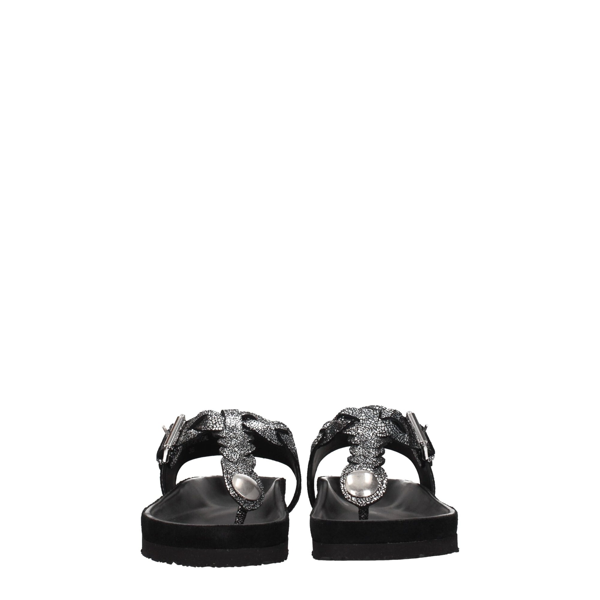 Sandales tongs en cuir noir Isabel Marant