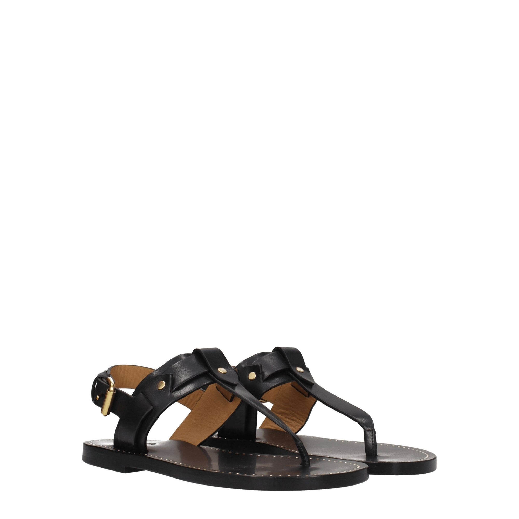 Sandales tongs en cuir noir Isabel Marant