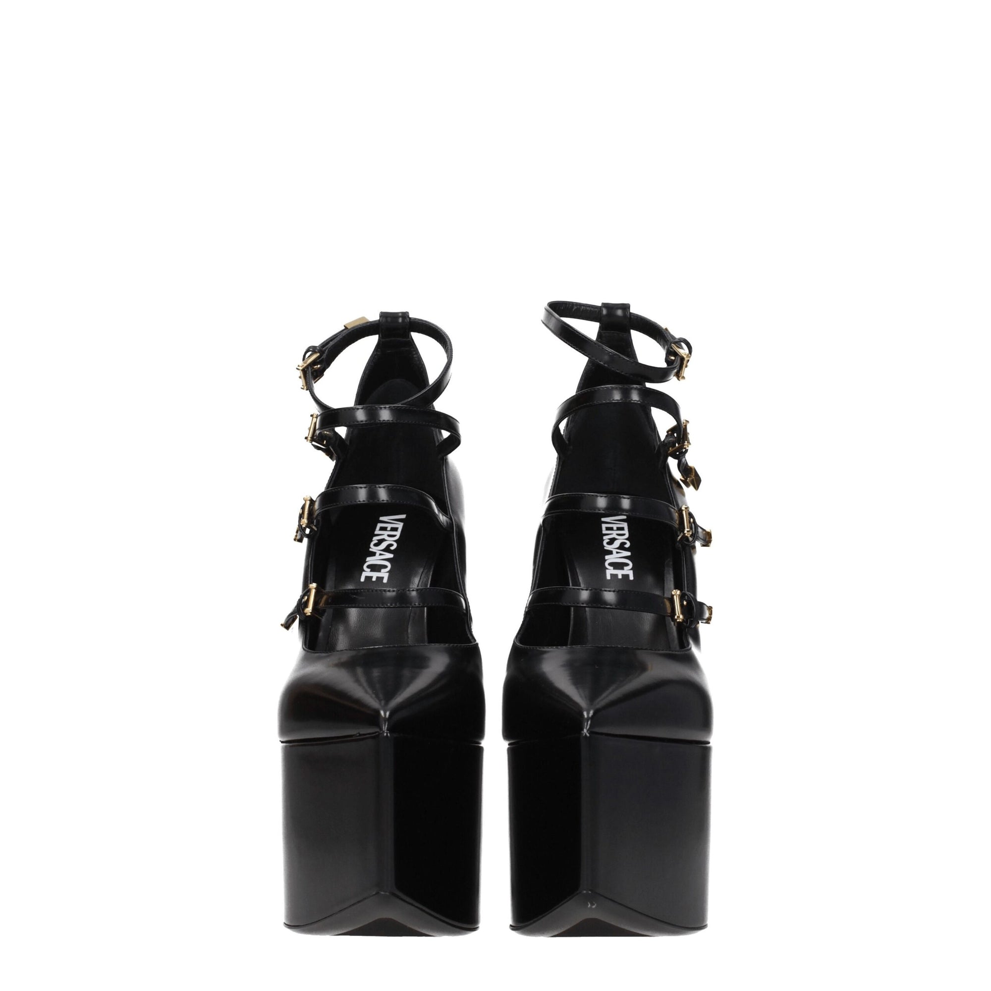 Broche en cuir noir Versace