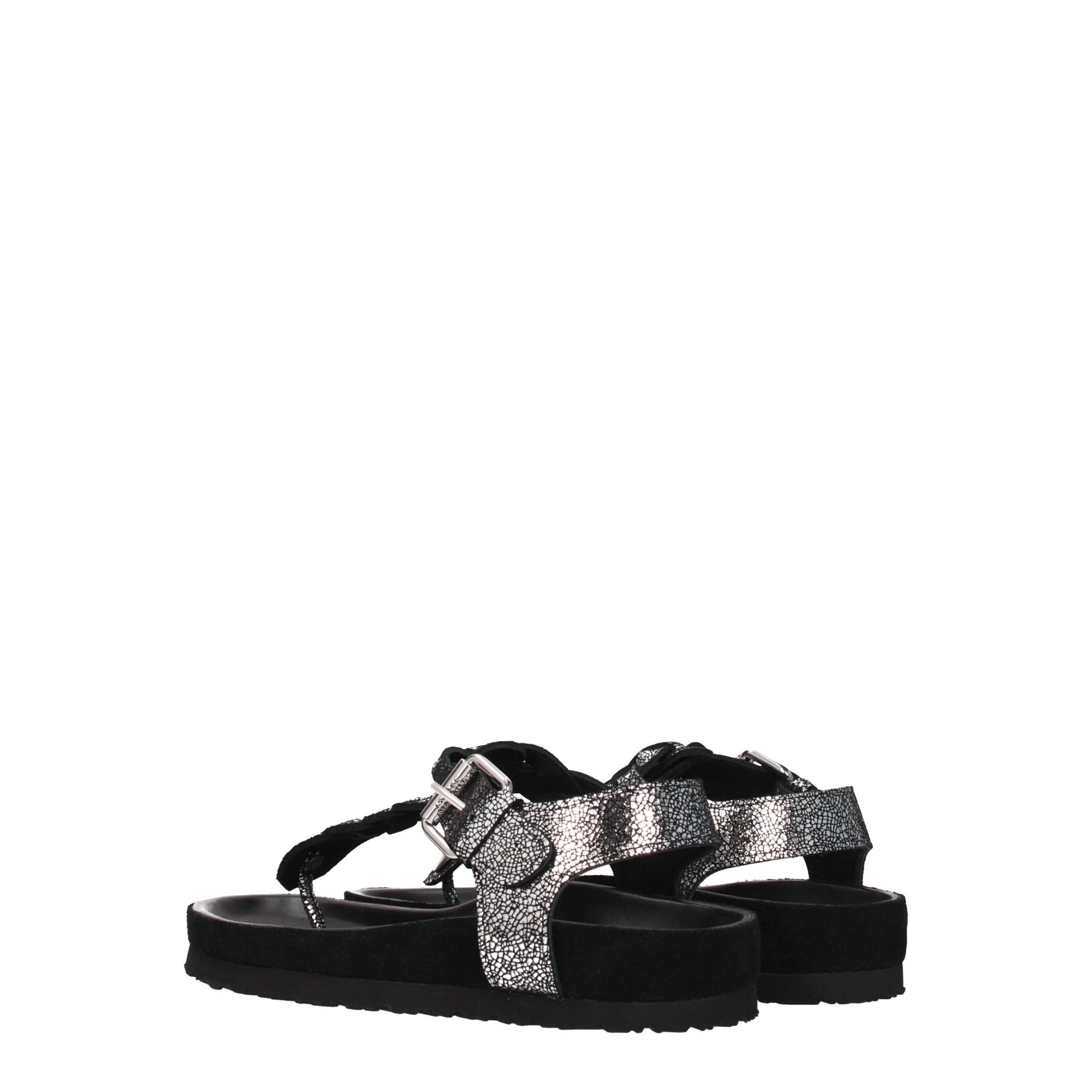 Sandales tongs en cuir noir Isabel Marant