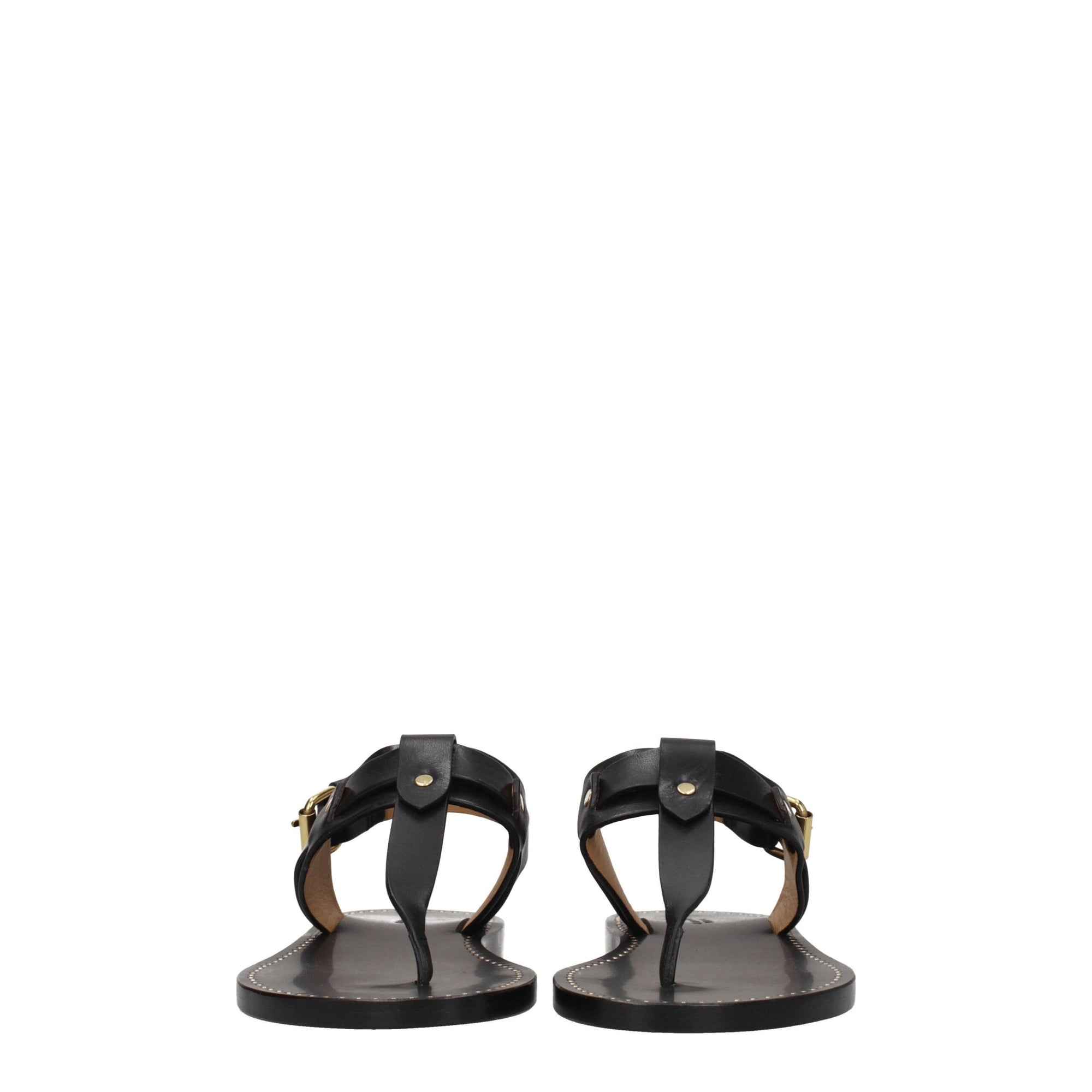 Sandales tongs en cuir noir Isabel Marant