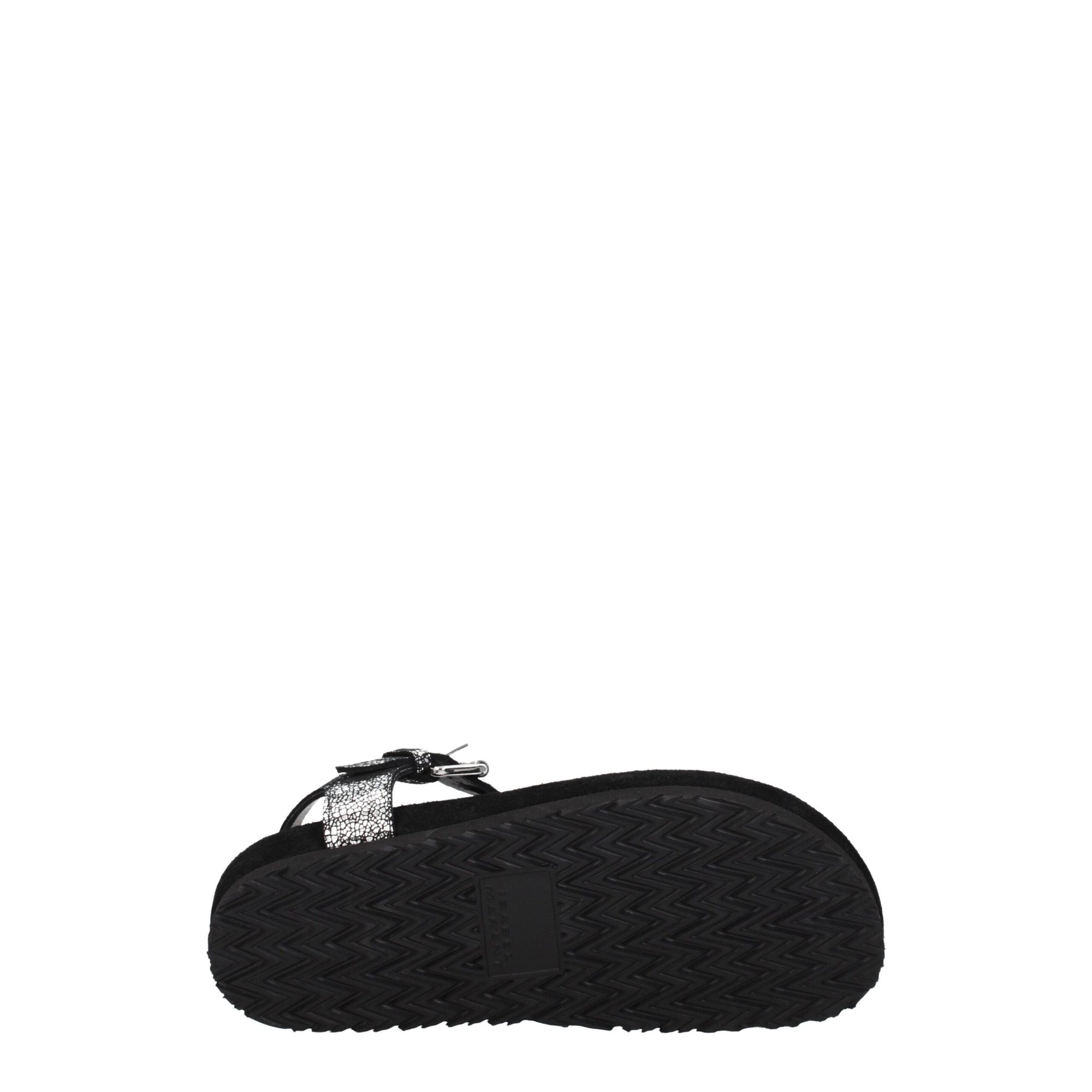Sandales tongs en cuir noir Isabel Marant