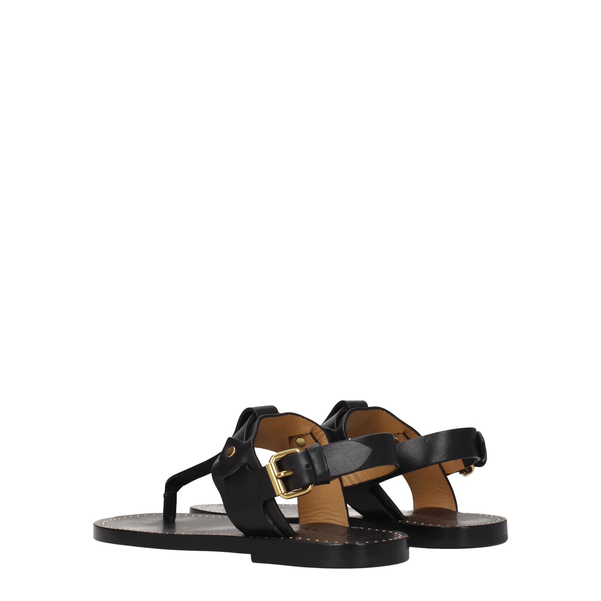 Sandales tongs en cuir noir Isabel Marant