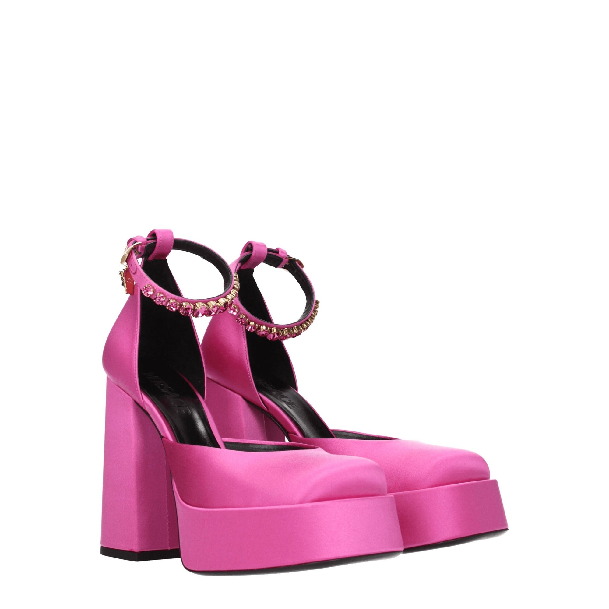 Versace Pink Satin Platforms Pumps
