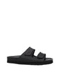 Palm Angels Black Leather Flat Sandals