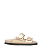 Palm Angels Gold Leather Slippers Sandals
