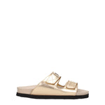 Palm Angels Gold Leather Slippers Sandals