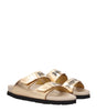 Palm Angels Gold Leather Slippers Sandals