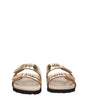 Palm Angels Gold Leather Slippers Sandals