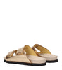 Palm Angels Gold Leather Slippers Sandals