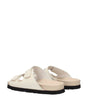 Palm Angels Beige Leather Flat Sandals