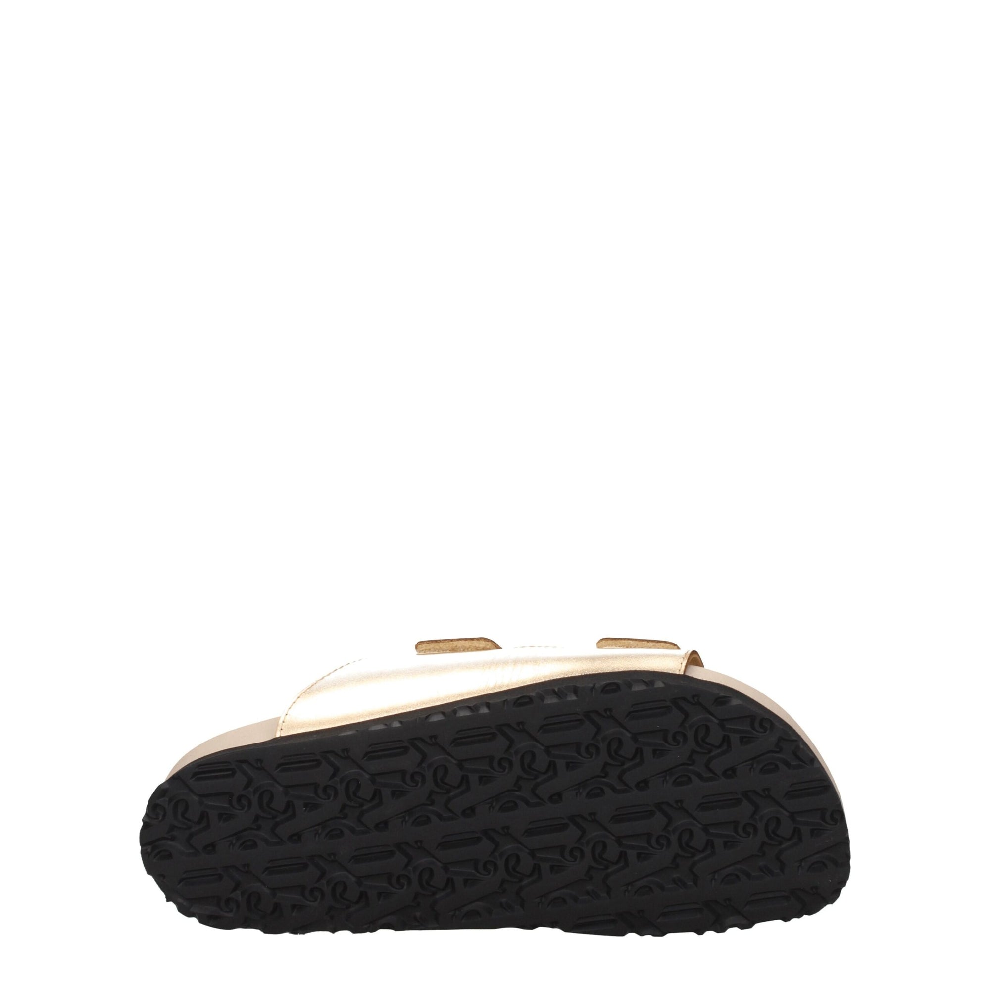 Palm Angels Gold Leather Slippers Sandals