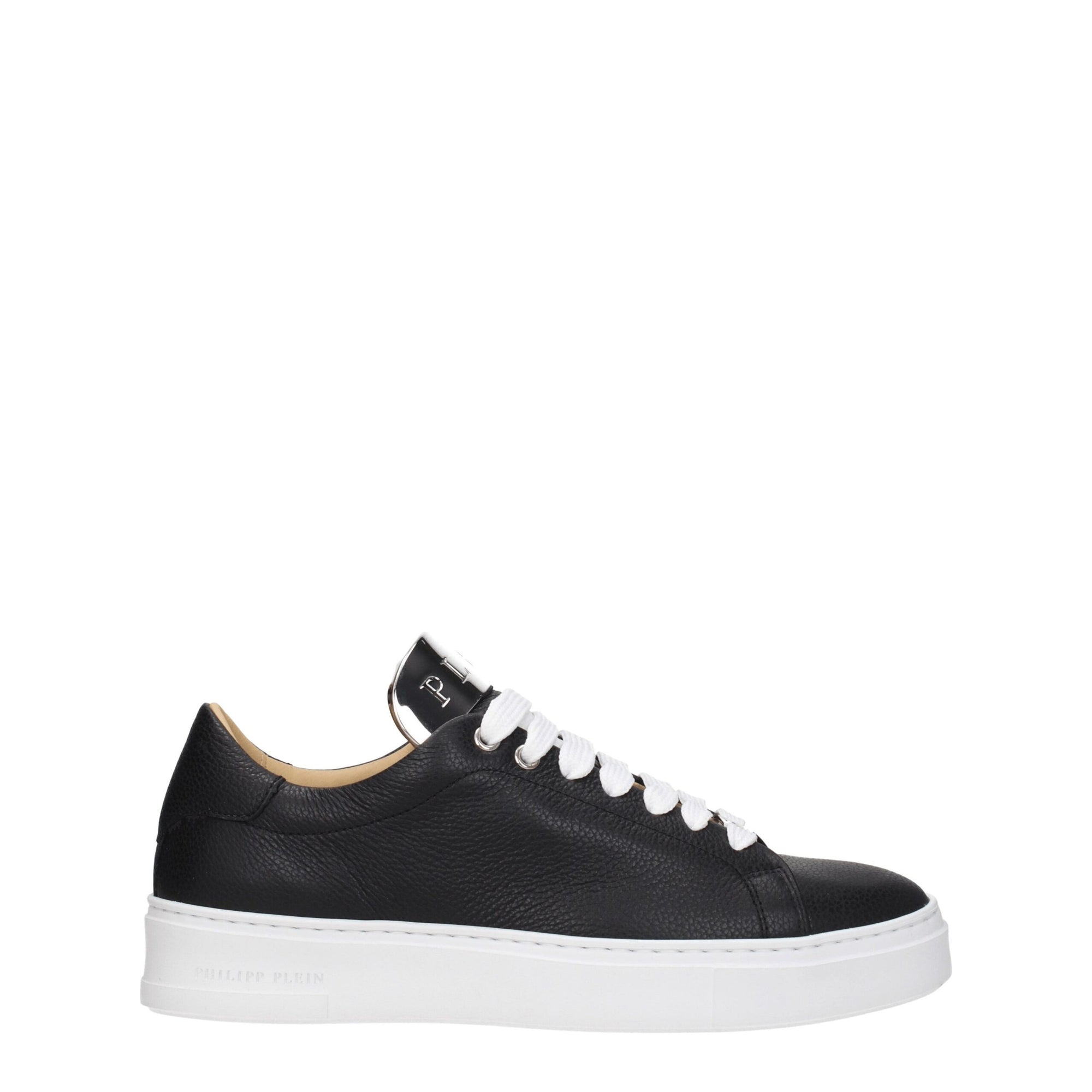 Philipp Plein Black Leather Low Tops