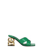 Dolce & Gabbana Green Leather Flat Sandals