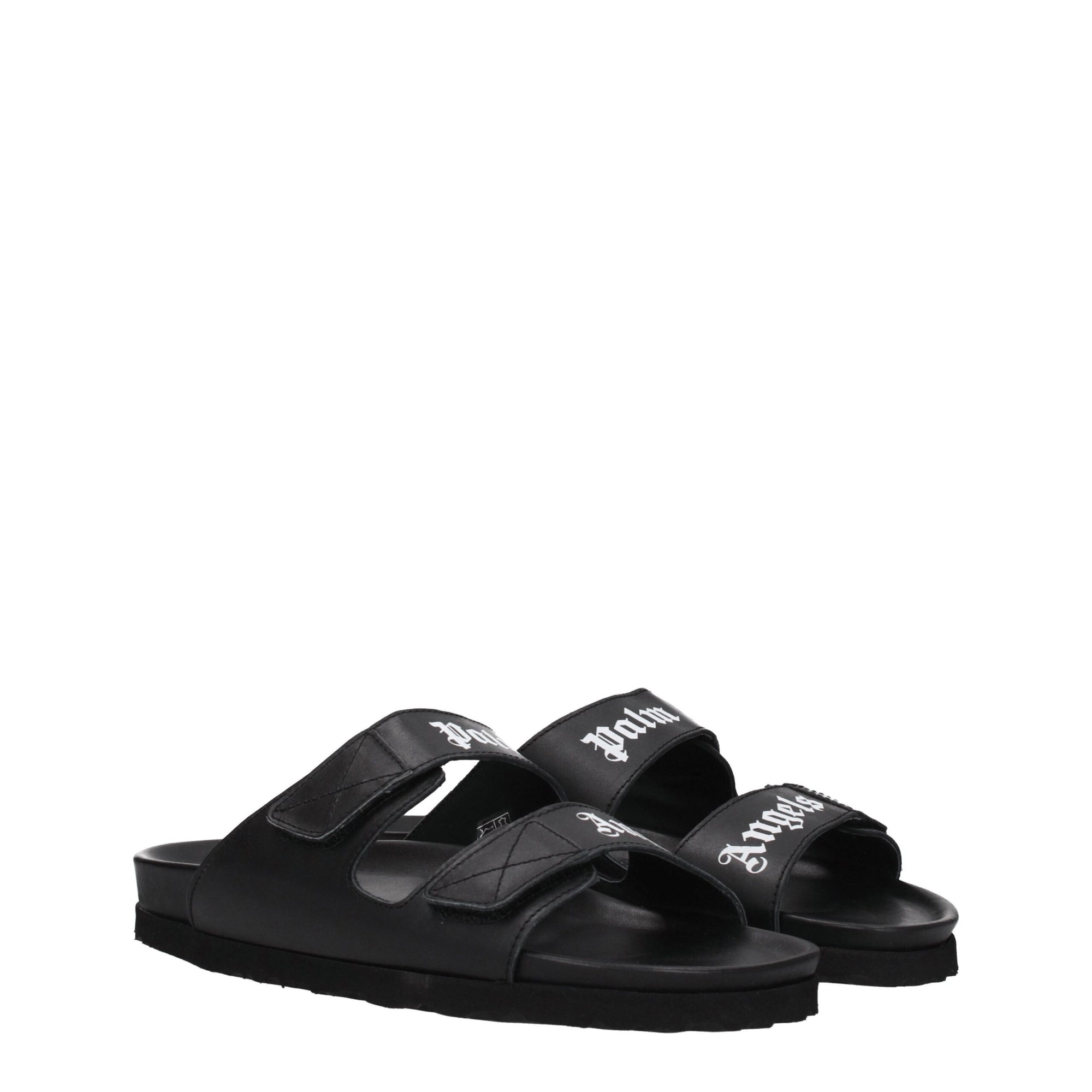 Sandales chaussons en cuir noir Palm Angels