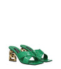 Dolce & Gabbana Green Leather Flat Sandals