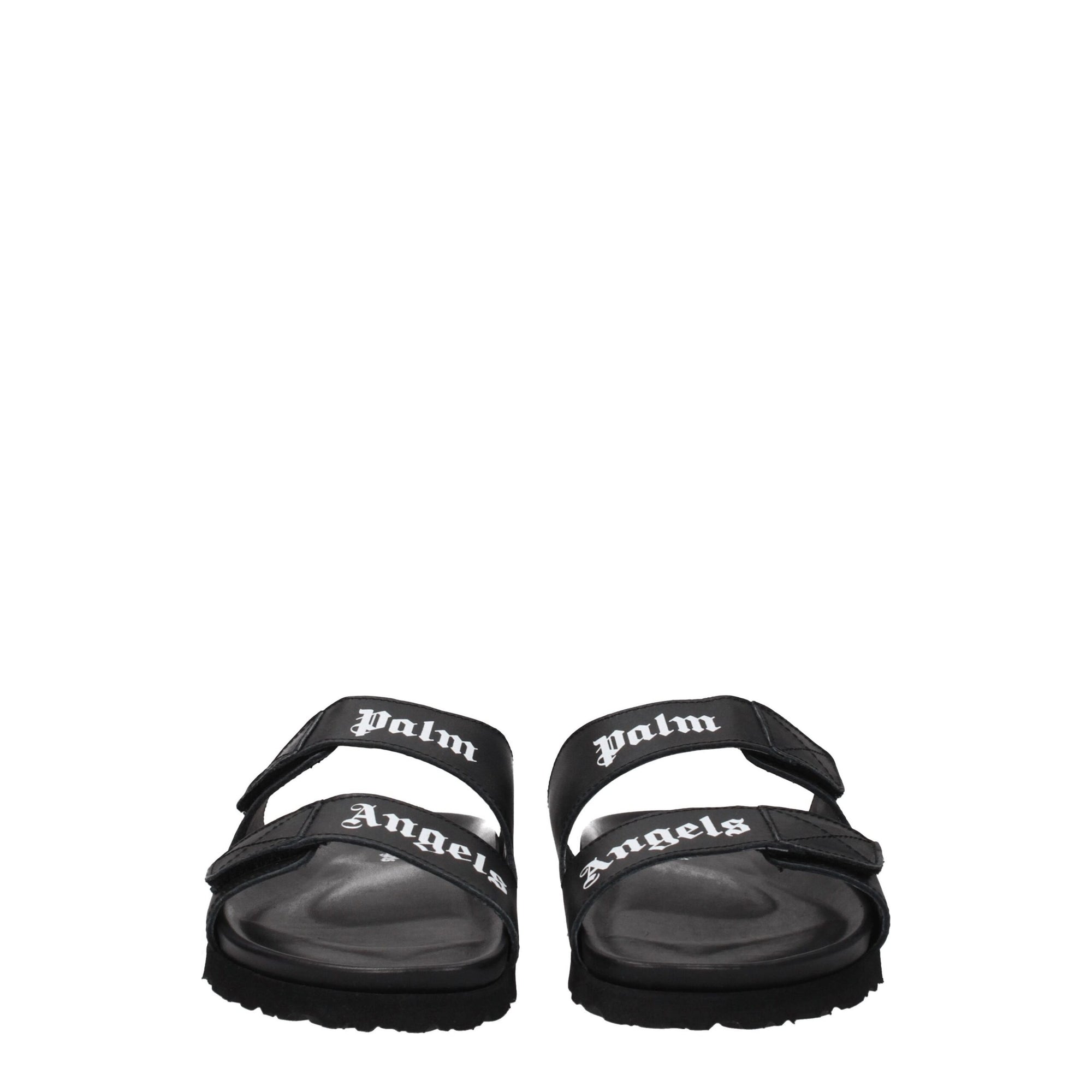 Sandales chaussons en cuir noir Palm Angels